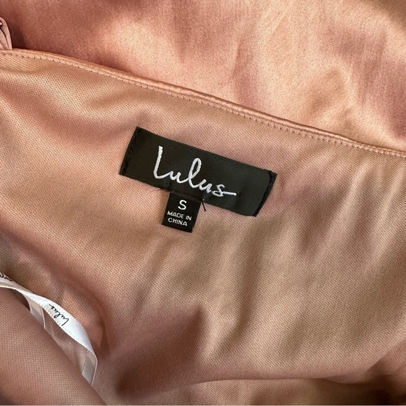 Lulus NWOT Perfect Occasion Dusty Rose Satin Ruched Tulip Midi Dress - Picture 16 of 16